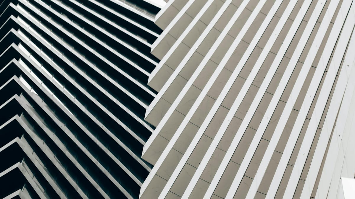 Close-up view of a modern architectural facade with geometric patterns in Tbilisi, Georgia.